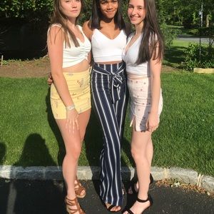 Blue and white striped pants!